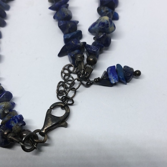 VINTAGE lapis lazuli sterling silver necklace double layer. - Picture 3 of 5